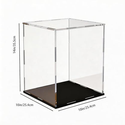 Acrylic Display Case for Collectibles and Toys, Versatile Clear Acrylic Display Box with Black Base for Showcase and Displaying, 10x10x14-inch - size: 10"L x 10"W x 14"H