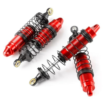 4Pcs Aluminum Front & Rear Shock Set RC Dampers，Red + Black | Upgrade Parts, For Losi 1/16 Mini-B, For Losi 1/18 Mini-T, RC Car Buggy - color: Red + Black