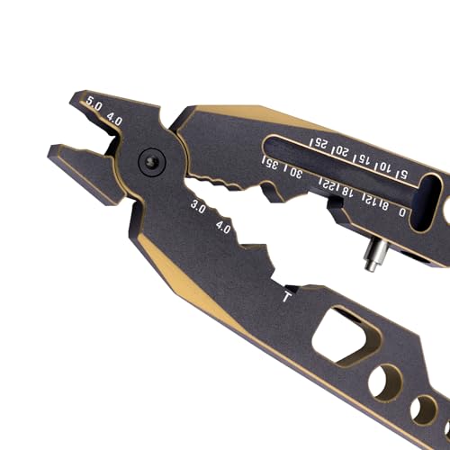 Multi-Function RC Shock Pliers Shocks Rod End Clamp Tool for RC Car Repairs and T-Plug/Banana Plug Welding (Black-Gold)