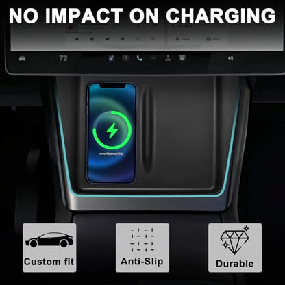 BestEvMod 3PCS Console Essentials Bundle for 2026 2025 Model Y Juniper | Trash Can Backseat Storage Box Garbage Rear Bin Can Rear Center Console Organizer & Wireless Charger Mat & Cup Holder Insert - size: 3 PCS - Essentials Bundle