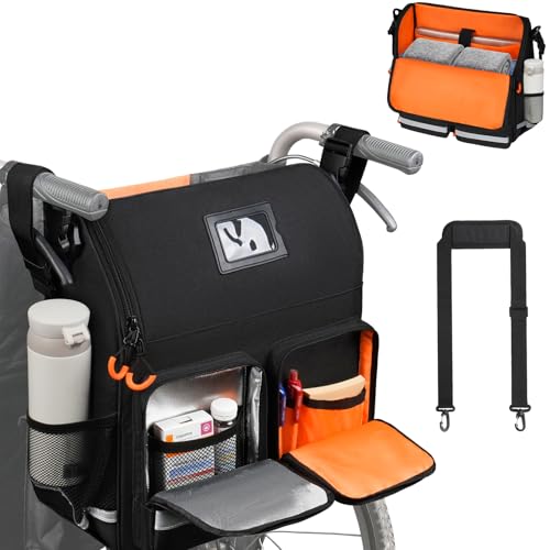 Wheelchair Bags to Hang on Back,Wheelchair Backpack Bag,Wheelchair Accessories Pouch Storage Bag with Thermal Insulation Pocket for Adults & Senior,Bag Only(14 x 6 x 14.5 inch)