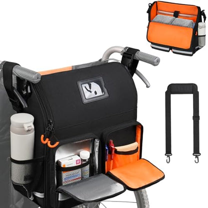 Wheelchair Bags to Hang on Back,Wheelchair Backpack Bag,Wheelchair Accessories Pouch Storage Bag with Thermal Insulation Pocket for Adults & Senior,Bag Only(14 x 6 x 14.5 inch)
