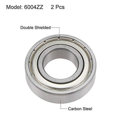 uxcell 6004ZZ Deep Groove Ball Bearings Z2 20mm X 42mm X 12mm Double Shielded Carbon Steel 2pcs - size: 20mmx42mmx12mm