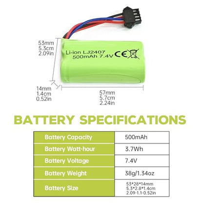 sea jump 7.4V 500mah SM-4P Plug Charging Battery with USB Charging Cable for EC16 DE85 RC Toy Car Model Off-Road Vehicle Battery M416 Electric Gel Ball Blaster Backup Battery
