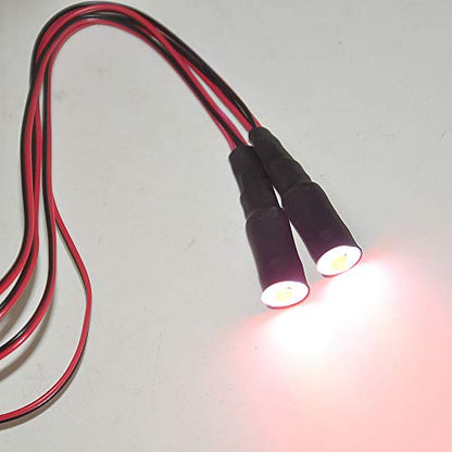 RC 2 LEDs Angel Eyes & Demon Eyes LED Light Headlights 10mm Outer Diameter Lamp for 1/10 RC Model Car Crawler Truck Racing Car Headlamps (Inner Red+Outer White) - color: Inner Red+Outer White