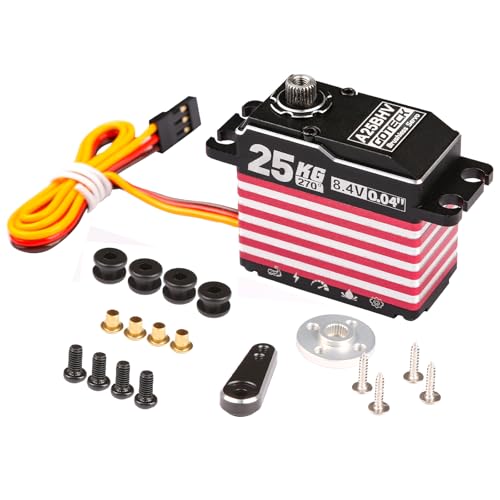 GOTECK 25KG Brushless Digital Servo,8.4V Full Metal Gear Servo,IP67 Waterproof Steering Servo with 25T Servo Horn for 1/10 Scale RC Cars,RC Crawler,Trucks,Boat,Robot Parts (A25BHV-270°)