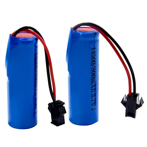 Blomiky 2 Pack 3.7V 800mAh Li-ion Rechargeable Battery SM 2P Plug with USB Cable for Double Sided RC Stunt Car Small RC Boat Tumbling Amphibious RC Car RC Truck/ C63 Battery and USB 2