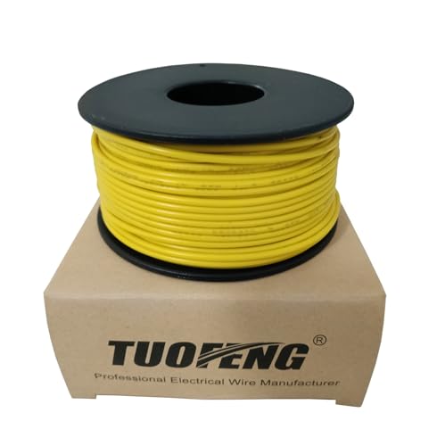 TUOFENG 22 AWG Solid Core Wire - Breadboard Jumper, Yellow 100ft - size: 22 AWG solid wire yellow 100ft