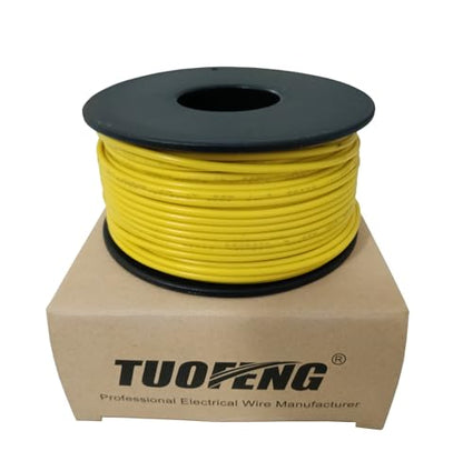 TUOFENG 22 AWG Solid Core Wire - Breadboard Jumper, Yellow 100ft - size: 22 AWG solid wire yellow 100ft