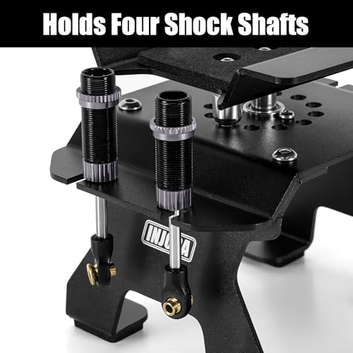 INJORA Aluminum 80g RC Car Stand with Shock Holder for 1/24 1/18 RC Crawler Upgrade(Black) - color: Black