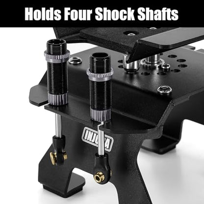 INJORA Aluminum 80g RC Car Stand with Shock Holder for 1/24 1/18 RC Crawler Upgrade(Black) - color: Black
