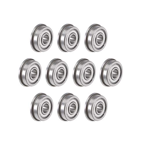 uxcell F604ZZ Flanged Ball Bearing 4x12x4mm Shielded Chrome Steel Flange Rip Bearings 10pcs - size: 4x12x4mm