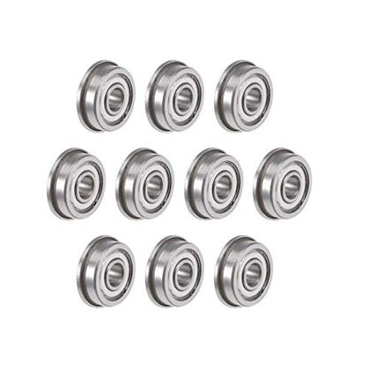 uxcell F604ZZ Flanged Ball Bearing 4x12x4mm Shielded Chrome Steel Flange Rip Bearings 10pcs - size: 4x12x4mm