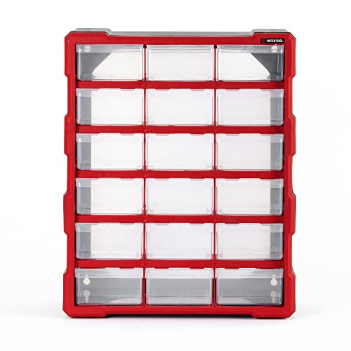 Small Parts Organizer for Hardware & Screws | 18 Removable Bins with Dividers | Wall Mount or Desktop Craft & Lego Storage Cabinet | 19” x 15” x 7” BX08-4019 - style: 18 Drawers