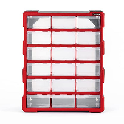 Small Parts Organizer for Hardware & Screws | 18 Removable Bins with Dividers | Wall Mount or Desktop Craft & Lego Storage Cabinet | 19” x 15” x 7” BX08-4019 - style: 18 Drawers