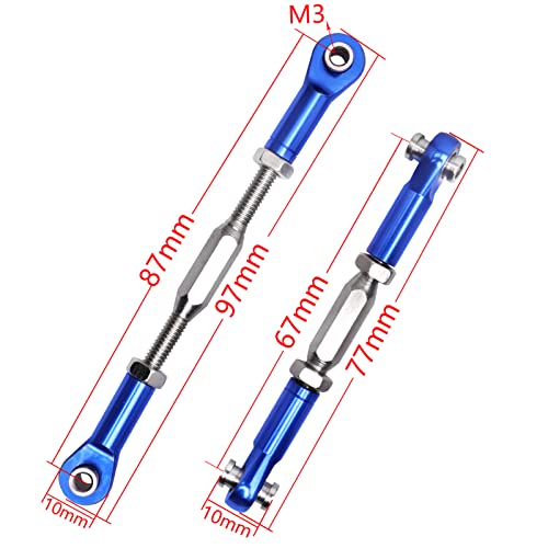 Hobbypark Aluminum Adjustable Tie Rods Toe Links Set Linkage Steel Turnbuckles for Arrma 1/10 Granite 4X4 Replacement (6-Pack) (Navy Blue)