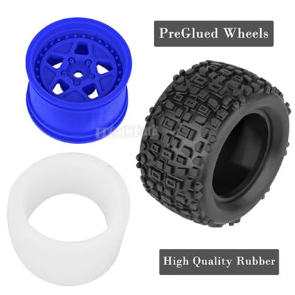 12mm Hex RC Truck Wheels and Tires for 1/18 Granite/1/18 Typhon RC Monster Truck Car,RC Drift Off Road Buggy Rally Truck Tires,4Pcs(Navy Blue) - color: Navy Blue - (4pcs Wheel)