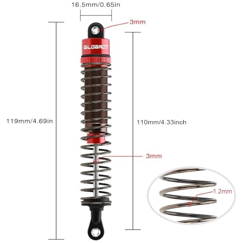 Adjustable RC Oil Shock Set for 1/10 RC Crawler SCX10 TRX4 D90,110mm | Aluminum Alloy & Nylon Material, Durable - size: 110mm