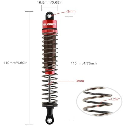 Adjustable RC Oil Shock Set for 1/10 RC Crawler SCX10 TRX4 D90,110mm | Aluminum Alloy & Nylon Material, Durable - size: 110mm