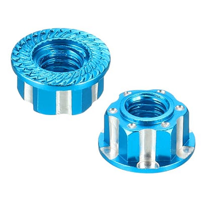 MECCANIXITY Hexagonal Nuts Aluminum M4 RC Wheel Carving Hex Nuts Dustproof Anti-Skid Mount Cap for 1/10 RC Model Car Trucks Off Road Car Upgraded Parts Pack of 2(Sky Blue) - color: Sky Blue