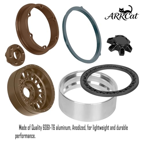 Alloy 2.2 Beadlock Wheels Rims for 1/10 TRX4 TRX6 SCX10 SCX10 II SCX10 III SCX10 Pro Gen7/8 D90 VS4-10 MST CFX RC Crawler Car,RC 2.2 Beadlock Wheel Off Road Buggy Rally RC Truck Wheel,Bronze - color: Bronze - (Alloy 2.2 Beadlock)