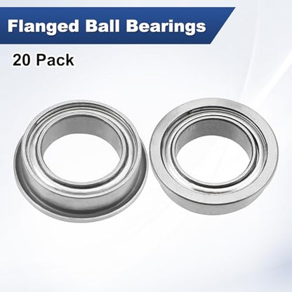 M METERXITY 20-Pack MF128ZZ Flanged Ball Bearing, 8mm x 12mm x 3.5mm Double Metal Shielded Z1 Chrome (GCr15) Steel Flange Rip Bearings for Wheelbarrow/Printer/Fax Machines/Power Tools - size: 8mm x 12mm x 3.5mm