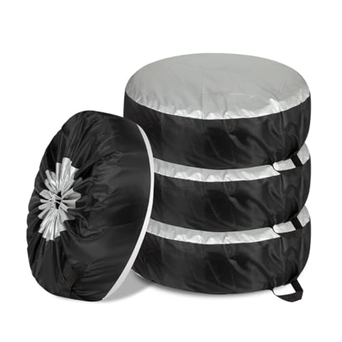 4PCS Car Tire Covers Set, Waterproof RV SUV Trailer Spare Tire Storage Bag with Handle, Portable Anti-UV Sun Snow Rain Wheel Cover, Dustproof Wheel Protector for 13-18 Inch Tires Diameter (S) - size: S