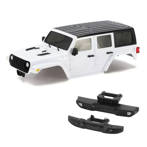 1/18 RC Crawler Chassis Compatible Body Kit 6. 10in Wheelbase ABS Hardtop with Front Rear Bumpers Fits Bronco Style Models 4M-66(Unpainted White) - color: Unpainted White