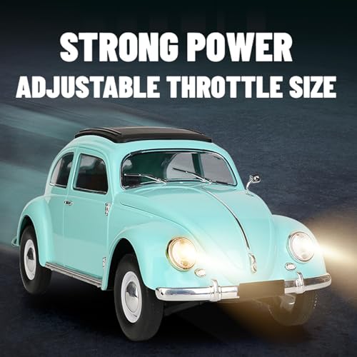 1:16 Beetle 1950 RC Car, 4CH RWD 2.4GHz RC Car with LED Lights | Classic Retro Design with 2 Rechargeable Battery. Rear-wheel Drive for Control. Volkswagen Beetle Toy Car for Hobbyists