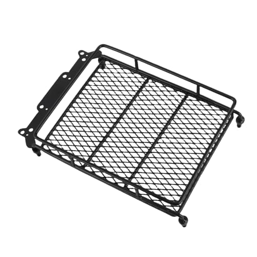 RC Car Roof Rack, Middle Size Roof Rack Luggage Carrier with 4 Round LED Lights for Axial SCX10 1/10 RC Crawler Car(4 White Light Color)