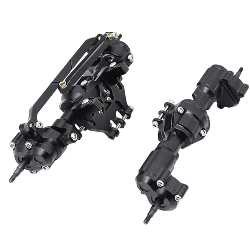 Aluminum Front Rear Portal Axle Complete Axles Set with Servo Mount for 1/18 RC Crawler Redcat Ascent-18 Ascent18 Upgrade Parts (Black) - color: Black