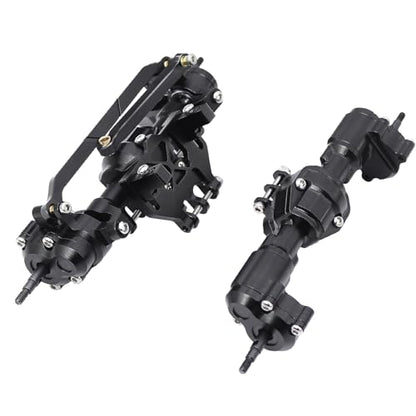 Aluminum Front Rear Portal Axle Complete Axles Set with Servo Mount for 1/18 RC Crawler Redcat Ascent-18 Ascent18 Upgrade Parts (Black) - color: Black