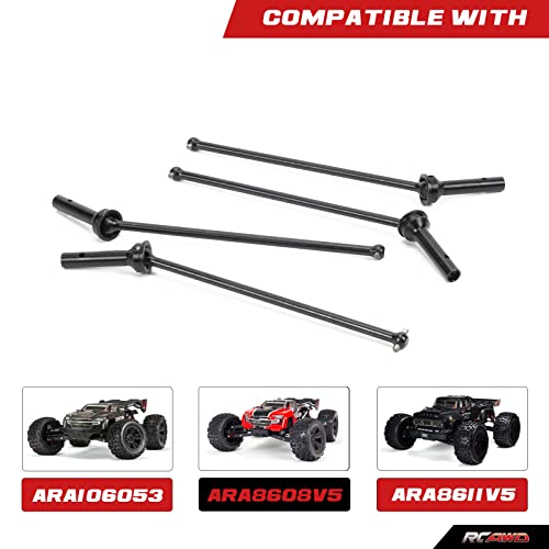 RCAWD CVD Driveshaft 183mm for ARRMA 6S, 1/8 Kraton 6S, Notorious 6S, Outcast 6S & 1/7 Fireteam 6S Upgrades Parts, #45 Steel Drive shafts Hop Ups for #AR220033#ARAC3985 Black - color: Black