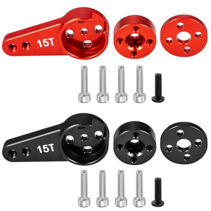 Adjustable Servo Horn 15T Aluminum Servo Arm Upgrade for 1/5 RC Buggy Truck Short Course Car (Black) - color: Black