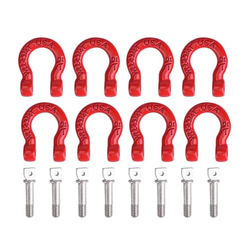 8Pcs RC Shackles for Rigging, Metal RC Tow Shackle Lock Catch, RC Car Trailer Buckle Parts, Climbing Car Tow Hook Buckle Compatible with SCX10 CC01 D90 D110 TF2