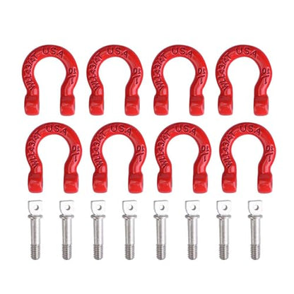 8Pcs RC Shackles for Rigging, Metal RC Tow Shackle Lock Catch, RC Car Trailer Buckle Parts, Climbing Car Tow Hook Buckle Compatible with SCX10 CC01 D90 D110 TF2