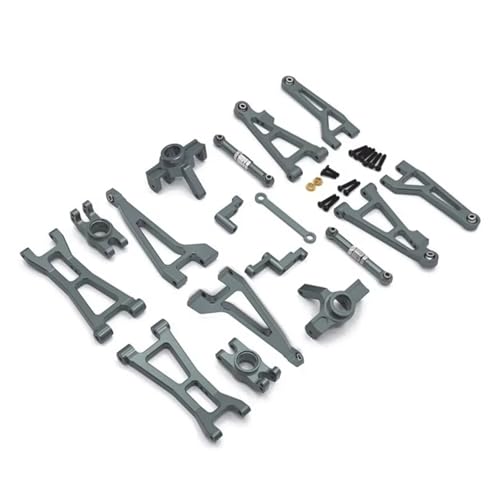 RC Accessory Compatible with MJX 16207 16208 16209 16210 Metal Front and Rear Suspension Arm Steering Cup Link Rod Set 1/16 RC Car Upgrade Parts Kit(Gray,16208) - color: Gray, size: 16208