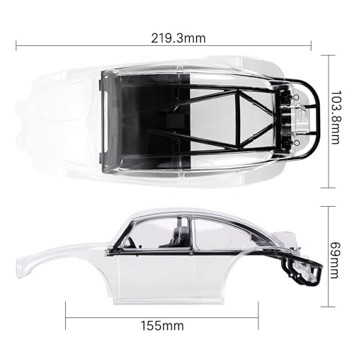 INJORA BUG18 Body with Interior for 1/18 TRX4M Universal LCG Chassis（Clear） - color: Clear