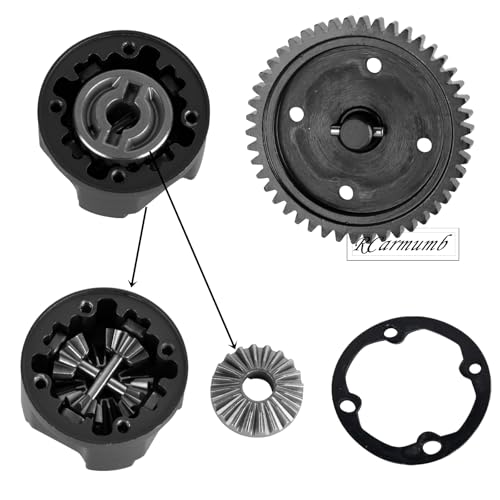 46T Center Differential Assembly #9585 Upgrades Part for Sledge 1/8,Heavy Duty Medium Carbon Steel & Aluminum Alloy RCarmumb RC Truck Replacement Upgrade,Black - color: Black(1set)