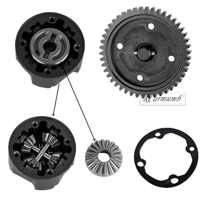 46T Center Differential Assembly #9585 Upgrades Part for Sledge 1/8,Heavy Duty Medium Carbon Steel & Aluminum Alloy RCarmumb RC Truck Replacement Upgrade,Black - color: Black(1set)