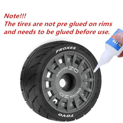 1/10 RC On Road Tires OD 2.68" and Plastic Rally Wheels Rims 12mm Hex for 1:10 Scale Drift Racing Street Touring Car Tamiya TT01 TT02 Traxxas XV02 XV01 TA06 HPI KYOSHO PTG2 A959 4PCS (Gray) - color: Gray