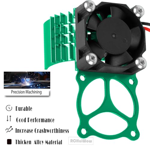 RC VXL-3s ESC Cooling Fan Heat Sink w/Dual Fan Heat Sink Upgrades Part for 1/10 Slash Rustler Stampede 4x4 VXL 4WD,High Velocity Fan Heatsink Hops Up,Green - color: Green(1set)