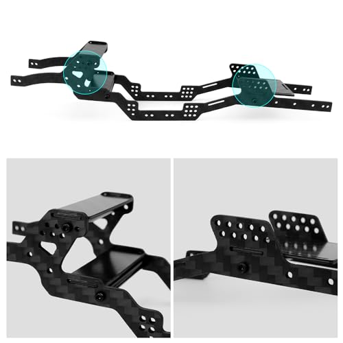 MOHERO LCG SCX24 Chassis Kit Carbon Fiber Frame Rails Set, 6° Angled Skid, for Axial 1/24 C10 JLU Bronco Deadbolt RC Crawler Car Upgrade Part