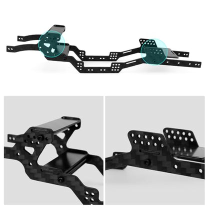 MOHERO LCG SCX24 Chassis Kit Carbon Fiber Frame Rails Set, 6° Angled Skid, for Axial 1/24 C10 JLU Bronco Deadbolt RC Crawler Car Upgrade Part