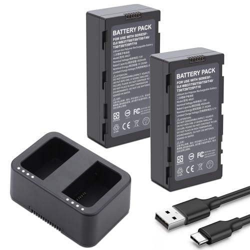 2Pack WB37 RC Battery, Dual USB-C Charger Hub Box Compatible for DJ RC Plus | Remote Monitor Video Transmitter, Video Receiver, CrystalSky, Cendence Remote Controller