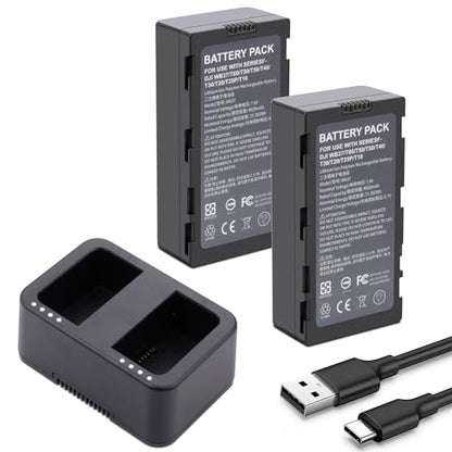 2Pack WB37 RC Battery, Dual USB-C Charger Hub Box Compatible for DJ RC Plus | Remote Monitor Video Transmitter, Video Receiver, CrystalSky, Cendence Remote Controller