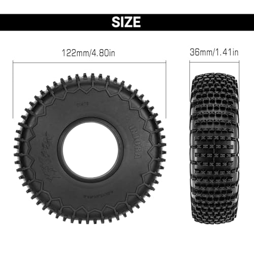 INJORA 1.9" XHX Pin Tires - S5 122 * 36mm Wheel Tires for SCX10 TRX4 1/10 RC Crawler Car Upgrade