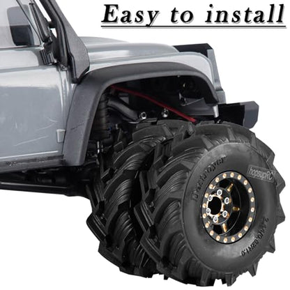RC Full Brass 1.0in Dually Beadlock RC Wheel RC Tires for 1/24 1/18 SCX24 Trx4m Axial RC Crawler,1.0 RC Metal Wheel Hub Rim RC Truck Tires 4pcs