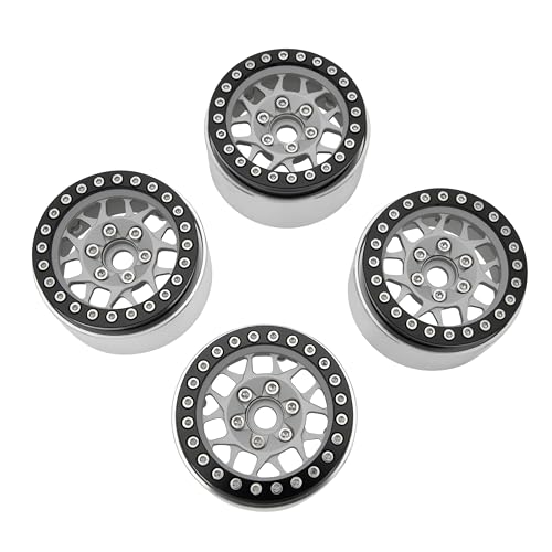 MEUS RACING 1.9 Beadlock Wheels Rims Deep-Dish Wheel for Axial SCX10 Traxxas TRX4 Vanquish VS4-10 Redcat Gen8 1/10 RC Crawler Upgrades (Style B, Silver) - color: Style B, Silver