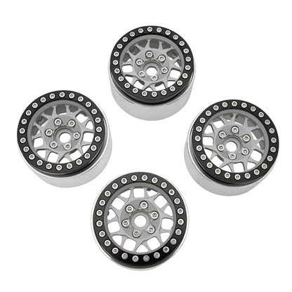 MEUS RACING 1.9 Beadlock Wheels Rims Deep-Dish Wheel for Axial SCX10 Traxxas TRX4 Vanquish VS4-10 Redcat Gen8 1/10 RC Crawler Upgrades (Style B, Silver) - color: Style B, Silver